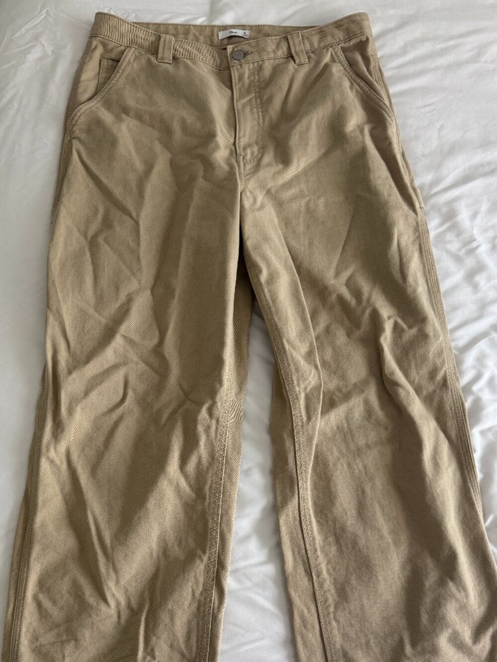 TNA (Aritzia) Beige Wide-Leg Pants